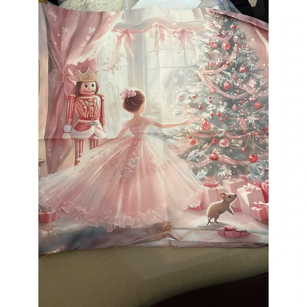 Nutcracker Ballerina Christmas Pillow Cover Pink Holiday Decor